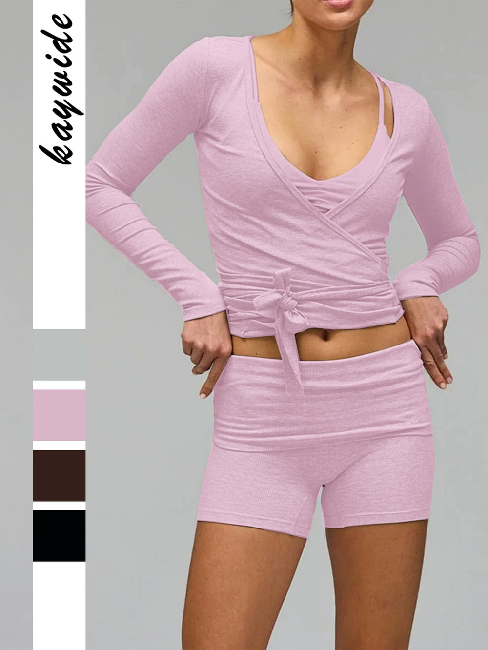 Zara Long Sleeve Tee Shorts Set Fall Winter Activewear